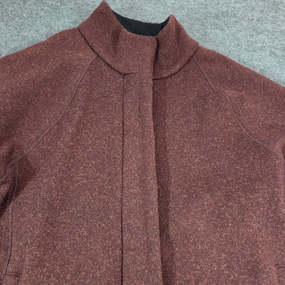Title Nine Womens XL Burgundy Heather Fleece Lined Full Zip Sweater Coat Jacket - Picture 4 of 9